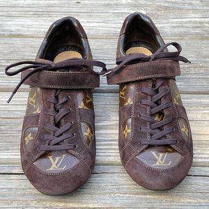 $1089.00 !! LOUIS VUITTON MEN LUXURY BROWN/ BLACK SHOES SNEAKERS